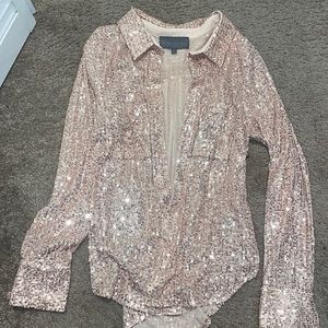 Gold, sequins shirt button up